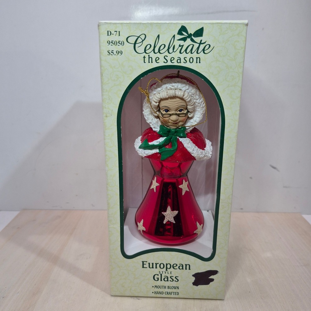 Celebrate the Season European Style Glass Mrs Claus Christmas Ornament 95050